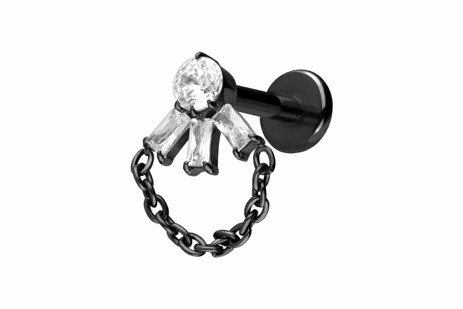 Titan Labret Piercing mit Push Fit LOTUSBLÜTE + KETTE